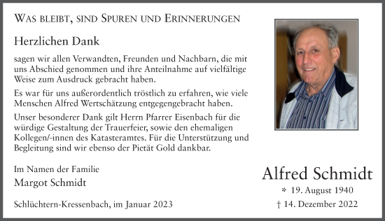 Traueranzeige von Alfred Schmidt von FZ
