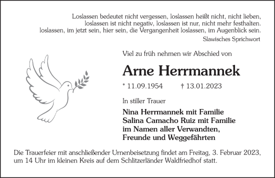 Traueranzeige von Arne Herrmannek von FZ