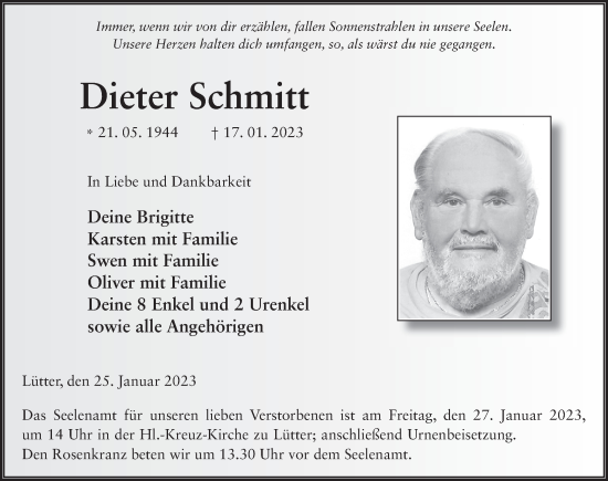 Traueranzeige von Dieter Schmitt von FZ
