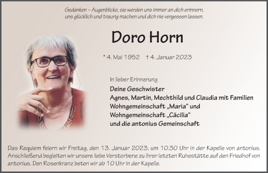 Traueranzeige von Doro Horn von FZ
