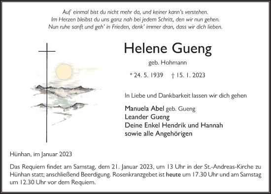 Traueranzeige von Helene Gueng von FZ