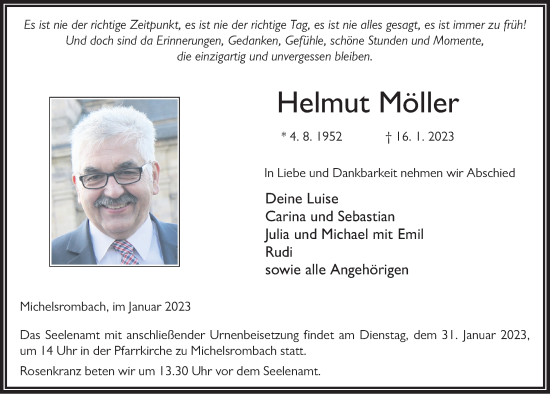 Traueranzeige von Helmut Möller von FZ