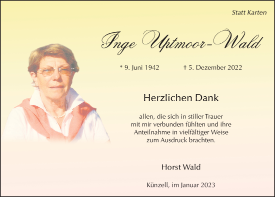 Traueranzeige von Inge Uptmoor-Wald von FZ