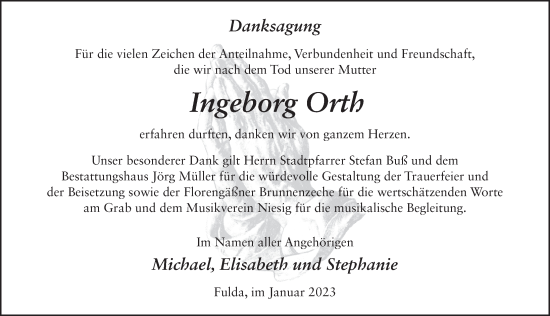 Traueranzeige von Ingeborg Orth von FZ