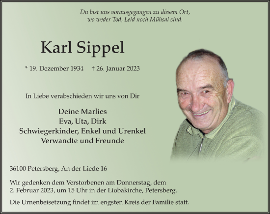 Traueranzeige von Karl Sippel von FZ