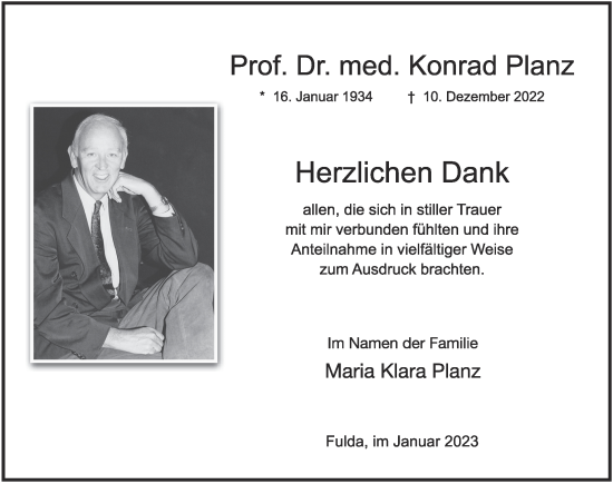 Traueranzeige von Konrad Planz von FZ