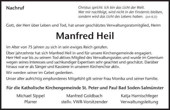 Traueranzeige von Manfred Heil von FZ