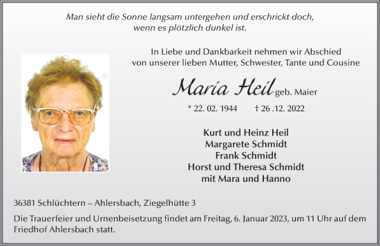 Traueranzeige von Maria Heil von FZ