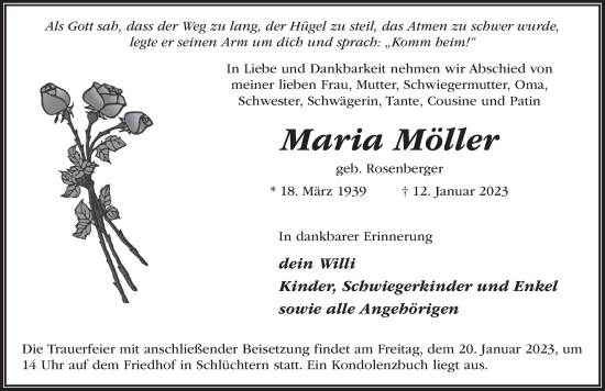 Traueranzeige von Maria Möller von FZ