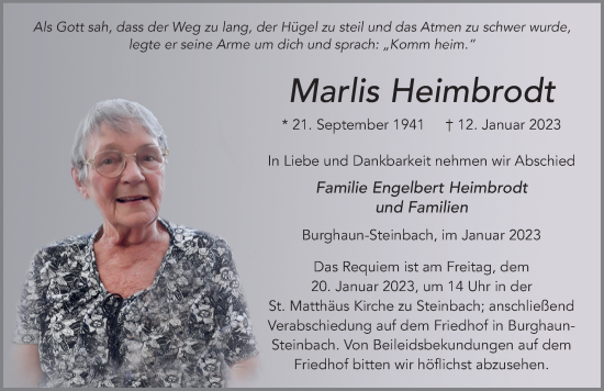 Traueranzeige von Marlis Heimbrodt von FZ