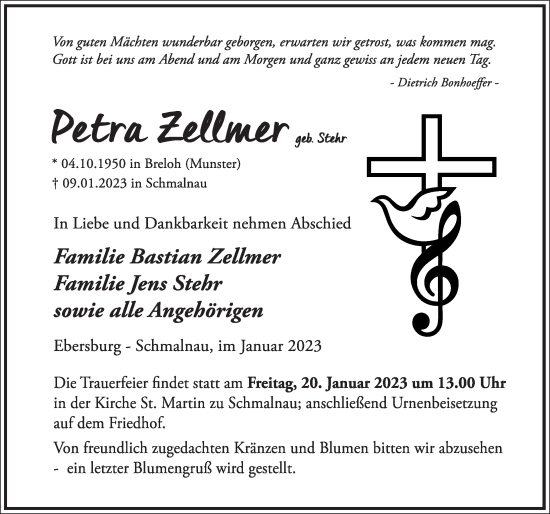 Traueranzeige von Petra Zellmer von FZ
