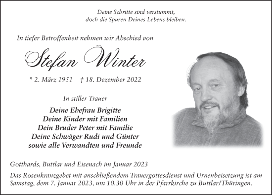 Traueranzeige von Stefan Winter von FZ
