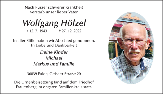 Traueranzeige von Wolfgang Hölzel von FZ