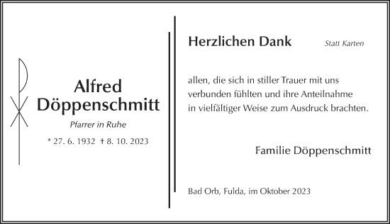 Traueranzeige von Alfred Döppenschmitt von FZ