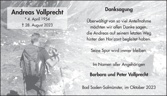 Traueranzeige von Andreas Vollprecht von FZ