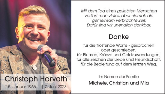 Traueranzeige von Christoph Horvath von FZ