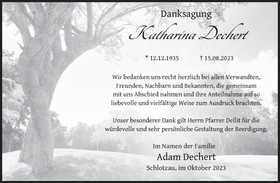 Traueranzeige von Katharina Dechert von FZ