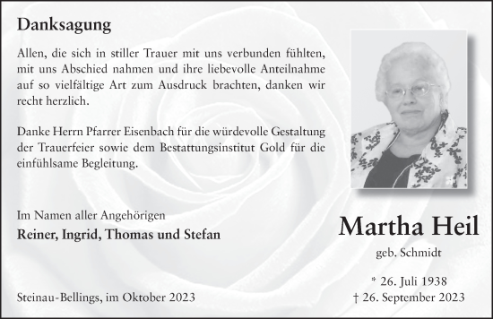 Traueranzeige von Martha Heil von FZ