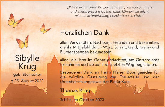 Traueranzeige von Sibylle Krug von FZ