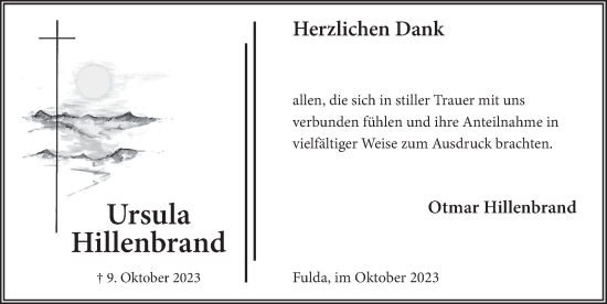 Traueranzeige von Ursula Hillenbrand von FZ