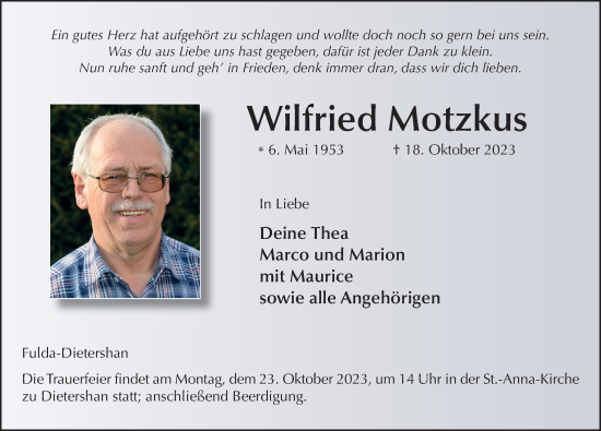 Traueranzeige von Wilfried Motzkus von FZ