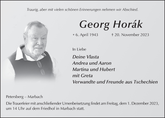 Traueranzeige von Georg Horak von FZ