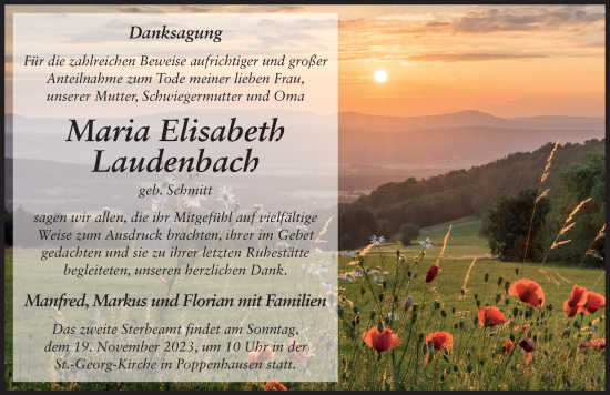 Traueranzeige von Maria Elisabeth Laudenbach von FZ