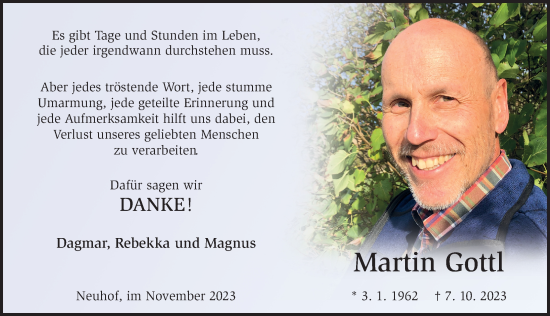 Traueranzeige von Martin Gottl von FZ