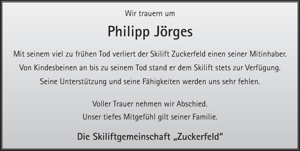  Traueranzeige für Philipp Jörges vom 20.11.2023 aus FZ