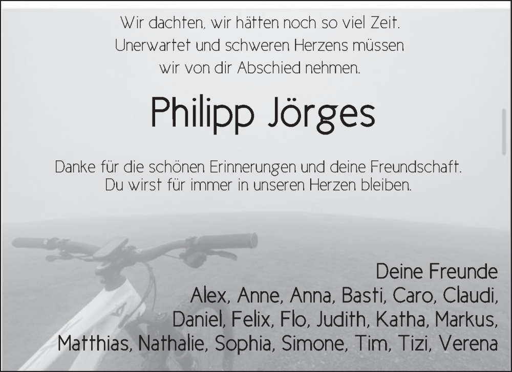  Traueranzeige für Philipp Jörges vom 20.11.2023 aus FZ