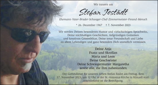 Traueranzeige von Stefan Jestädt von FZ