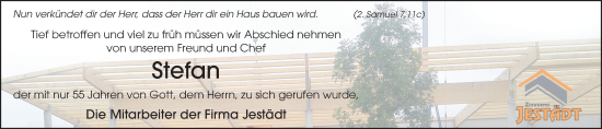 Traueranzeige von Stefan Jestädt von FZ