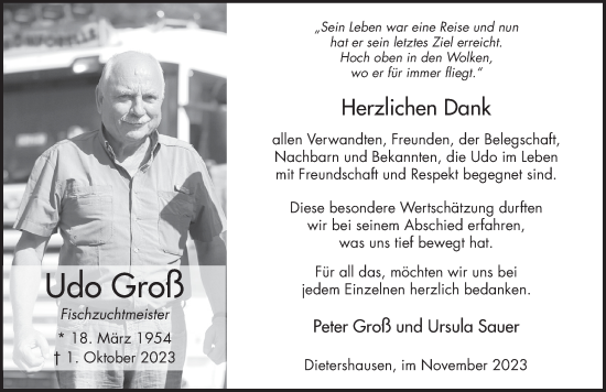 Traueranzeige von Udo Groß von FZ