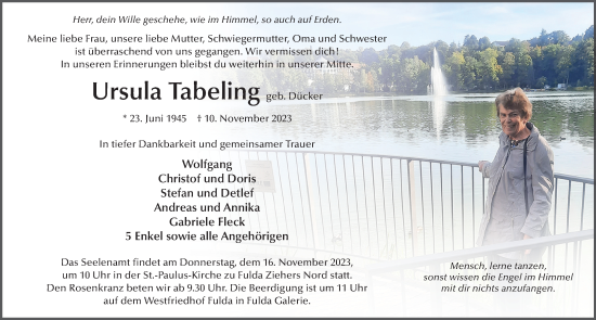 Traueranzeige von Ursula Tabeling von FZ