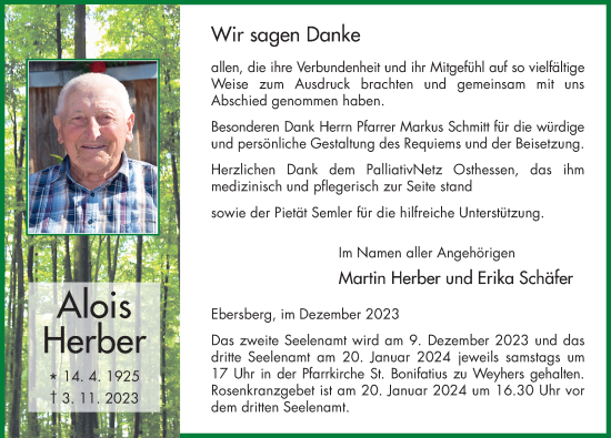 Traueranzeige von Alois Herber von FZ
