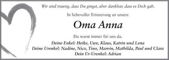 Traueranzeige von Anna Rensch von FZ