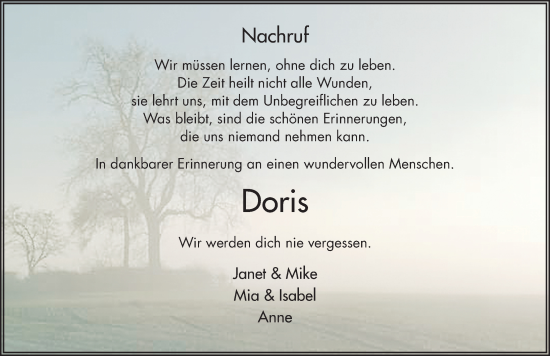 Traueranzeige von Doris Stehling von FZ
