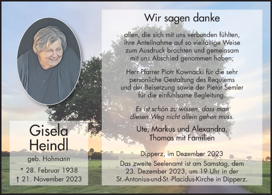 Traueranzeige von Gisela Heindl von FZ