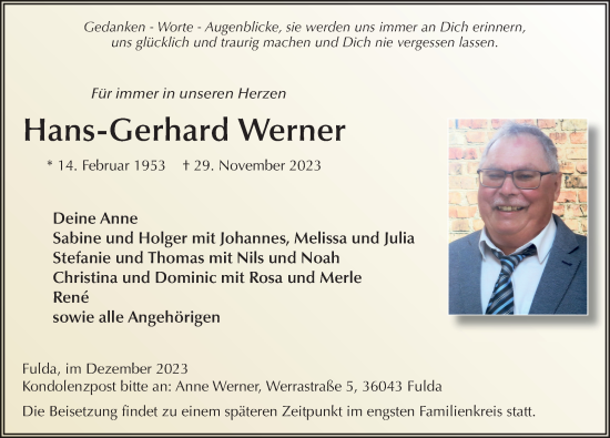 Traueranzeige von Hans-Gerhard Werner von FZ