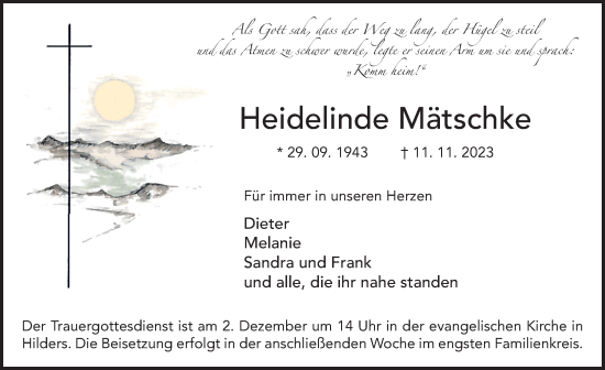 Traueranzeige von Heidelinde Mätschke von FZ