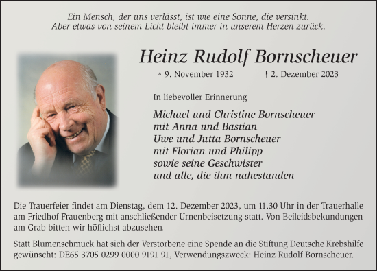 Traueranzeige von Heinz Rudolf Bornscheuer von FZ