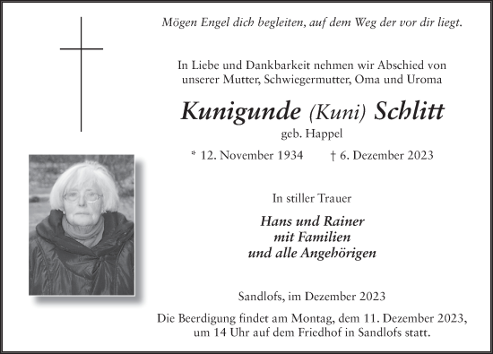Traueranzeige von Kunigunde Schlitt von FZ
