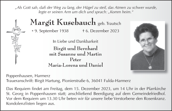 Traueranzeige von Margit Kusebauch von FZ