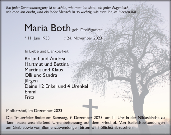 Traueranzeige von Maria Both von FZ