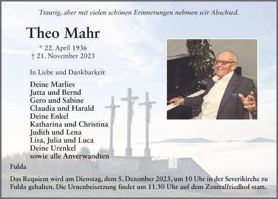 Traueranzeige von Theo Mahr von FZ