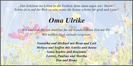 Traueranzeige von Ulrike Rübenstahl von FZ