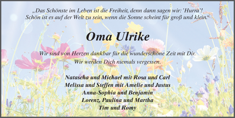  Traueranzeige für Ulrike Rübenstahl vom 20.12.2023 aus FZ