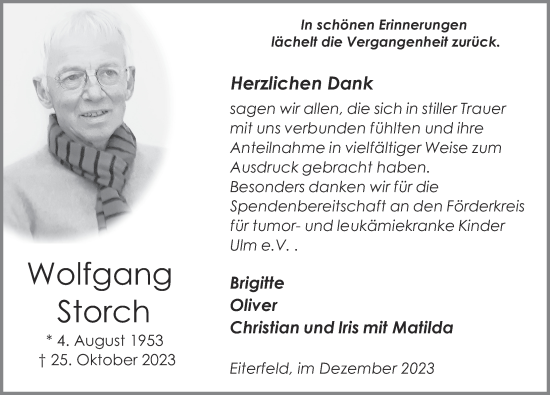 Traueranzeige von Wolfgang Storch von FZ