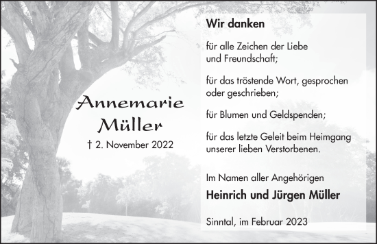 Traueranzeige von Annemarie Müller von FZ