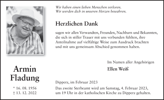 Traueranzeige von Armin Fladung von FZ